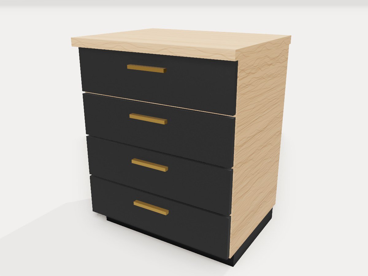 Schubladenblock mit 4 Soft-Close-Schubladen